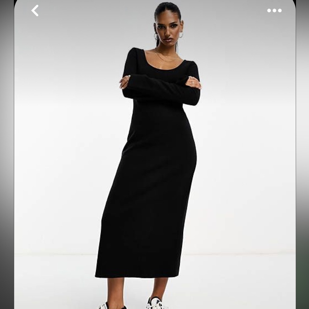 BLACK ASOS soft scoop neck maxi dress